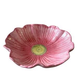 MAXCERA Pink Flower Ceramic Serving Bowl 12in Spring Easter New